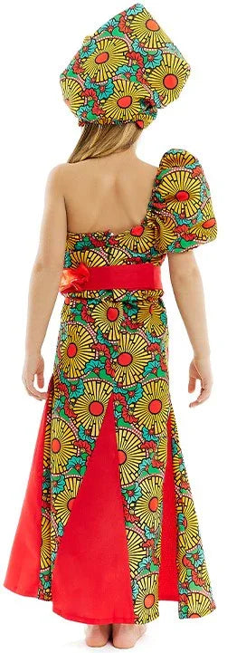 Disfraz de Africana con Estampado Floral para Niña Africanos Partilandia